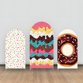 Bunt Creme Süß Süßigkeiten Krapfen Bogen Hintergrund Bausatz